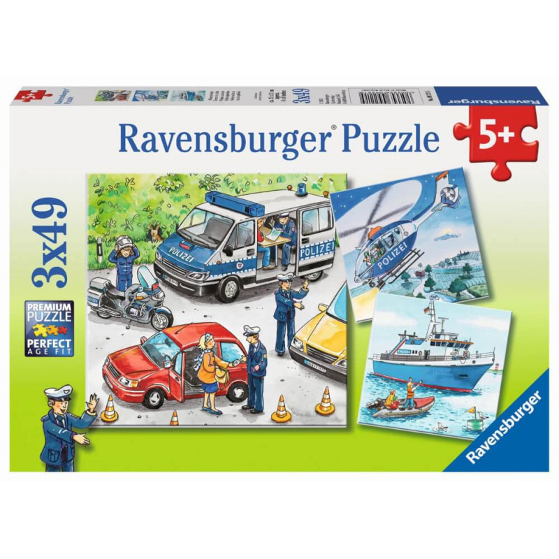 Ravensburger 92215  Puzzle Polizeieinsatz 3 x 49 Teile
