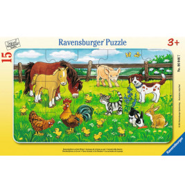 Ravensburger 60467  Rahmenpuzzle Bauernhoftiere auf der Wiese 15 Teile