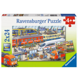 Ravensburger 91911  Puzzle Trubel am Bahnhof 2 x 24 Teile