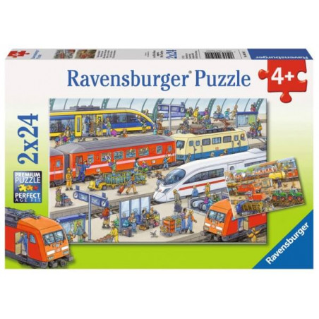 Ravensburger 91911  Puzzle Trubel am Bahnhof 2 x 24 Teile