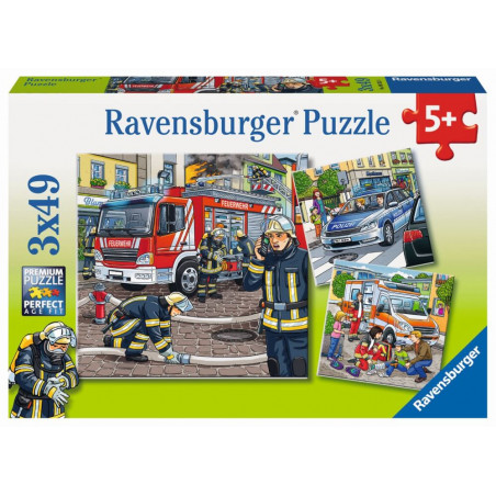 Ravensburger 93359  Puzzle Helfer in der Not 3 x 49 Teile