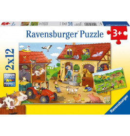 Ravensburger 75607  Puzzle Fleißig auf dem Bauernhof 2 x 12 Teile
