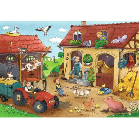 Ravensburger 75607  Puzzle Fleißig auf dem Bauernhof 2 x 12 Teile