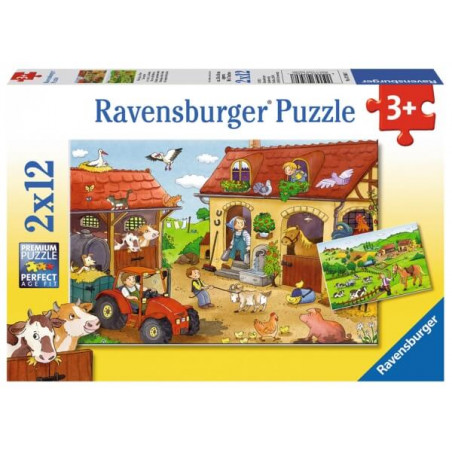 Ravensburger 75607  Puzzle Fleißig auf dem Bauernhof 2 x 12 Teile