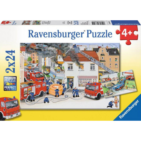 Ravensburger 88515  Puzzle Bei der Feuerwehr 2 x 24 Teile
