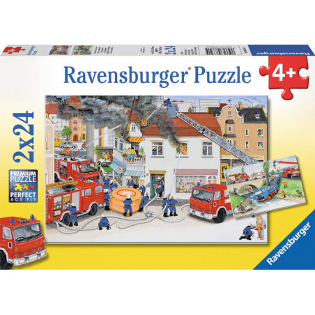 Ravensburger 88515  Puzzle Bei der Feuerwehr 2 x 24 Teile