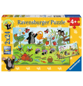 Ravensburger Puzzlebox: Maulwurf und Insekten beim Gärtnern, ab 4 Jahren, 2x24 Teile.