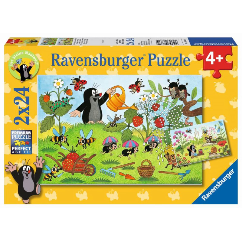 Ravensburger Puzzlebox: Maulwurf und Insekten beim Gärtnern, ab 4 Jahren, 2x24 Teile.