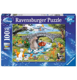 Disney-Tiere am Bach auf dem Ravensburger Puzzle 10947, 100 XXL-Teile, geeignet für Kinder ab 6 Jahren.