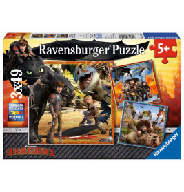 Ravensburger 92581   Puzzle Dreamswork Dragons Drachenreiter 3 x 49 Teile