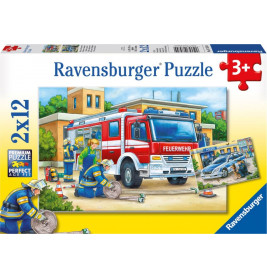 Ravensburger 75744  Puzzle Polizei und Feuerwehr 2 x 12 Teile