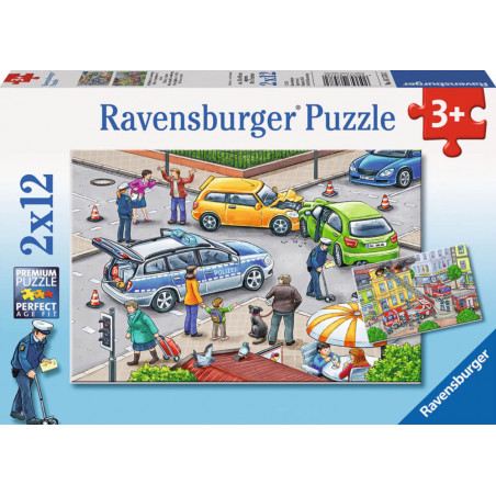 Ravensburger 75782  Puzzle Mit Blaulicht unterwegs 2 x 12 Teile