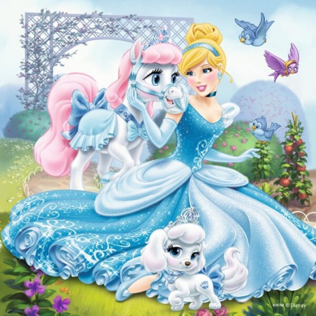 Ravensburger 93465 Puzzle Belle, Cinderella und Rapunzel 3 x 49 Teile