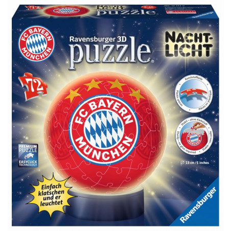 Ravensburger 121779 Puzzleball Nachtlicht FC Bayern München 72 Teile