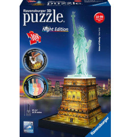 Ravensburger 125968 Puzzle 3D Freiheitsstatue Night Edition 108 Teile