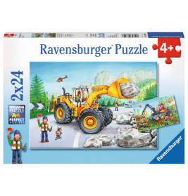 Ravensburger 78028 Puzzle: Bagger und Waldtraktor 2x24 Teile