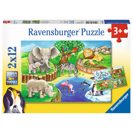 Ravensburger 76024 Puzzle: Tiere im Zoo 2x12 Teile