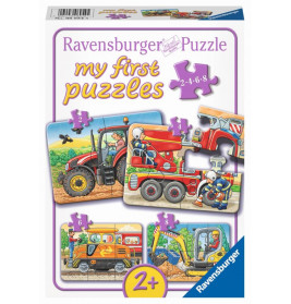 Ravensburger My First Puzzles, ab 2 Jahren, mit Fahrzeugmotiven, jeweils 2-8 Teile pro Puzzle.