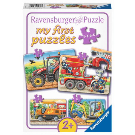 Ravensburger My First Puzzles, ab 2 Jahren, mit Fahrzeugmotiven, jeweils 2-8 Teile pro Puzzle. Ravensburger My First Puzzles, ab 2 Jahren, mit Fahrzeugmotiven, jeweils 2-8 Teile pro Puzzle.