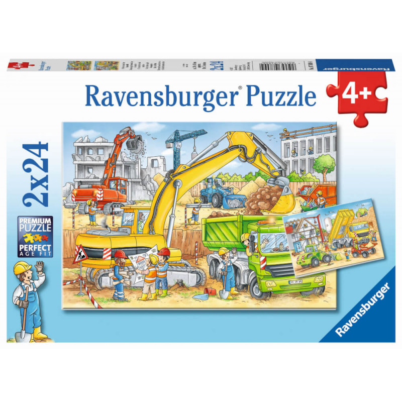 Ravensburger 078004 Kinderpuzzle Viel zu tun auf der Baustelle 2 x 24 Teile