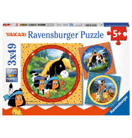 Ravensburger 080007 Kinderpuzzle Yakari tapferer Indianer 3 x 49 Teile