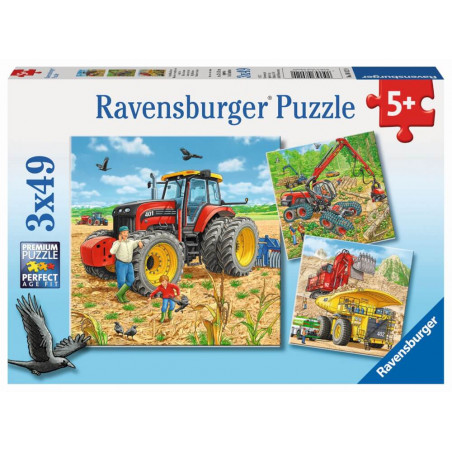 Ravensburger 080120 Kinderpuzzle Große Maschinen 3 x 49 Teile