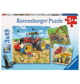 Ravensburger 080120 Kinderpuzzle Große Maschinen 3 x 49 Teile