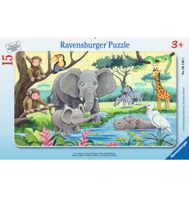Ravensburger 061365 Rahmenpuzzle Tiere Afrikas 15 Teile