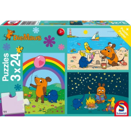 Kinderpuzzle Die Maus, Gute Freunde, 3x24 Teile