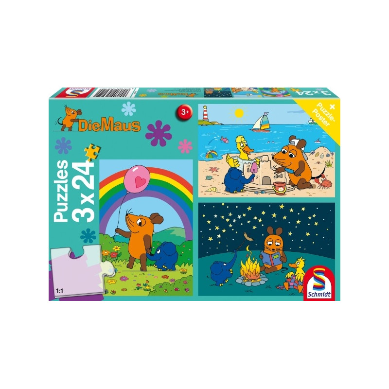 Kinderpuzzle Die Maus, Gute Freunde, 3x24 Teile Kinderpuzzle Die Maus, Gute Freunde, 3x24 Teile