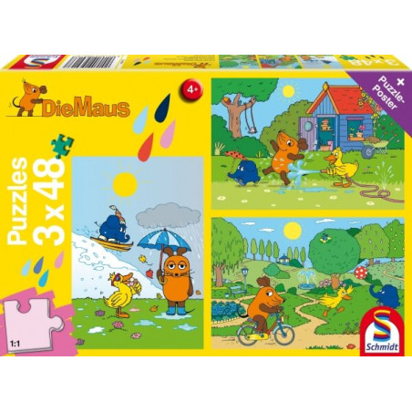 Kinderpuzzle Die Maus, Viel Spaß mit der Maus, 3x48 Teile