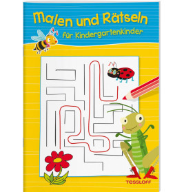 Malen und Rätseln für Kindergartenkinder (Gelb/Grashüpfer)