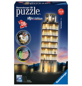 Ravensburger 125159 Puzzle: 3D Pisaturm bei Nacht 216 Teile