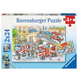 Ravensburger 078141Puzzle Polizei & Feuerwehr 2x24 Teile