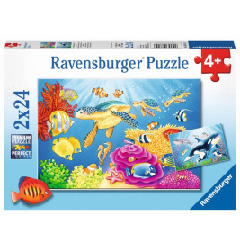 Ravensburger 78158 Puzzle: Kunterbunte Unterwasserwelt 2x24 Teile