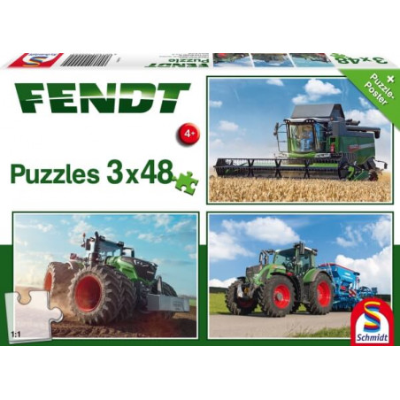 Kinderpuzzle 3 x 48 Teile, Fendt 1050 Vario / 724 Vario / 6275L, 3x48 Teile