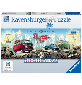 Ravensburger 151028 Puzzle: Mit dem VW Bulli über den Brenner 1000 Teile