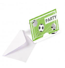 8 Einladungskarten mit Umschlägen Kicker Party