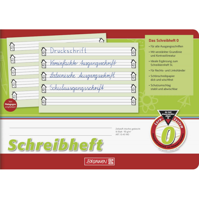 Schreibheft A5quer Lin0 16Bl