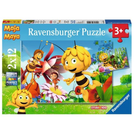 Ravensburger 75942  Puzzle Biene Maja auf der Blumewiese 2 x 12 Teile