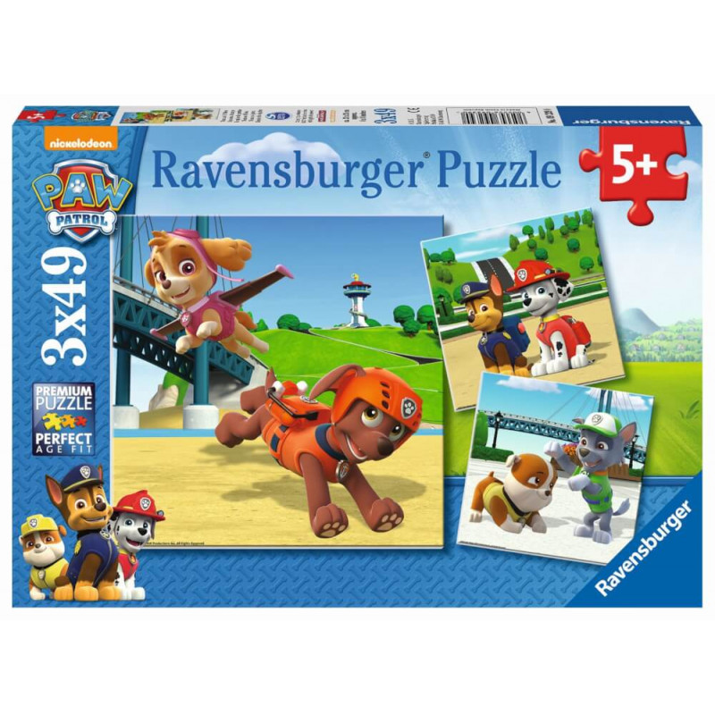 Ravensburger 092390 Puzzle Paw Patrol Team auf 4 Pfoten 3x49T