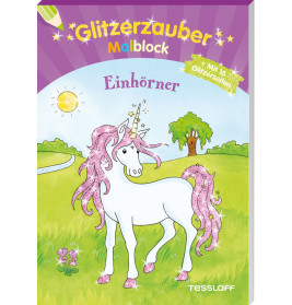 Glitzerzauber-Malblock. Einhörner
