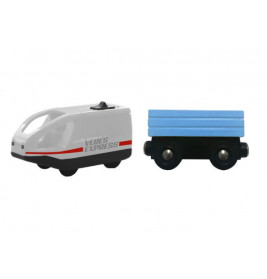 Spielmaus Holz Schnellzug mit Wagon