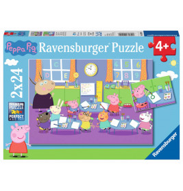 Ravensburger 090990 Puzzle: Peppa in der Schule, 2x24 Teile