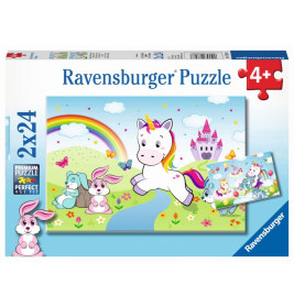 Ravensburger 078288 Puzzle: Märchenhaftes Einhorn, 2x24 Teile