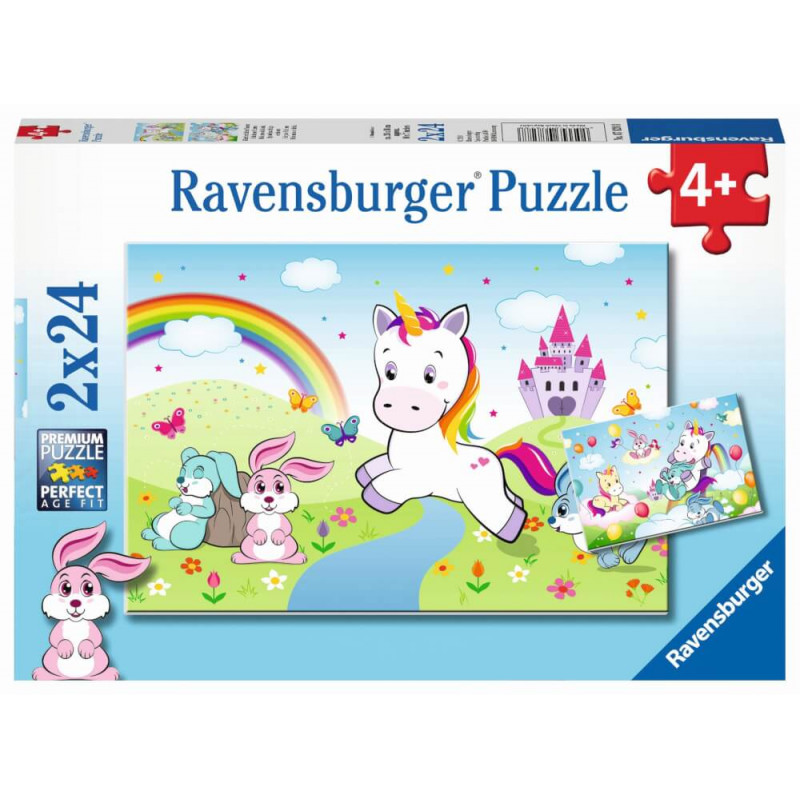 Ravensburger 078288 Puzzle: Märchenhaftes Einhorn, 2x24 Teile
