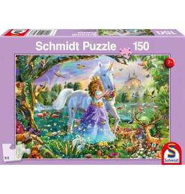 Schmidt Spiele Puzzle Prinzessin mit Einhorn und Schloss, 150 Teile