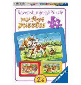 Ravensburger My First Puzzles: 3 Tier-Puzzles à 6 Teile, ab 2½ Jahren.
