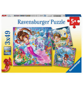 Puzzle Bezaubernde Meerjungfrauen 3x 49 Teile
