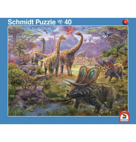 2er Set Rahmenpuzzles  Giganten der Urzeit 24 Teile/Dinosaurierwelt 40 Teile